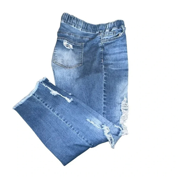 YMI 1X distressed ripped pull on raw‎ hem stretch jeans - Picture 3 of 8